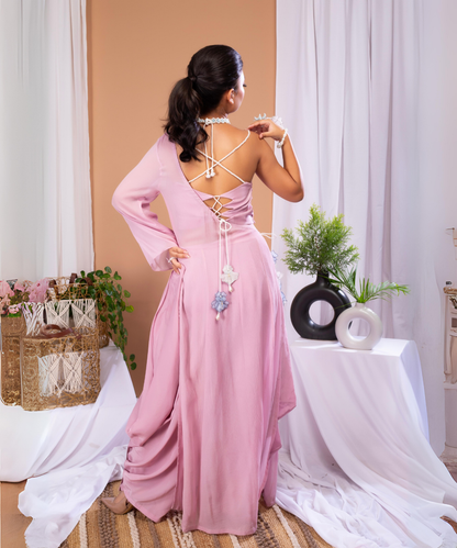 Dainty deep blush cape set